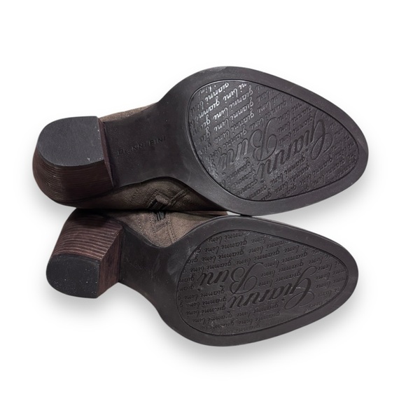 GIANNI BINI Grey Suede Side Zip Ankle Booties Double Buckle Detail - Picture 5 of 9